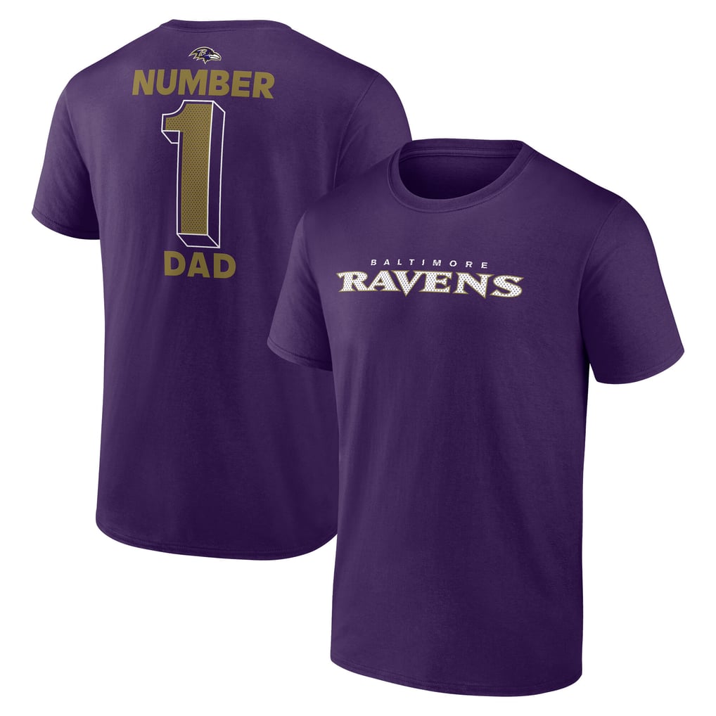 Baltimore Ravens Logo Athletic #1 Dad Jersey T-Shirt - Purple
